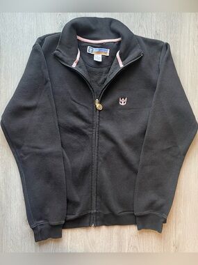 Black Y2K Full Zip Mock Neck Sweatshirt Embroidered Logo Jacket